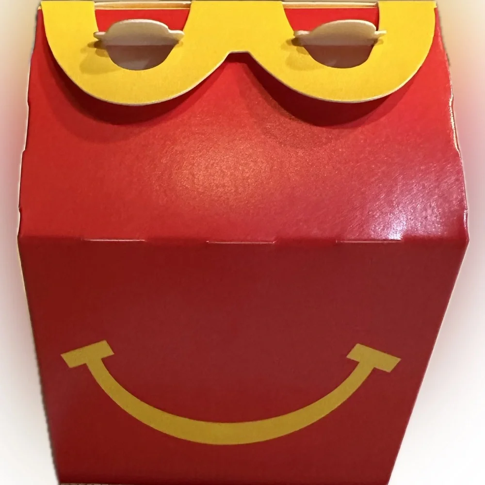LIL MCDONALDS PLAY PLACE AREA TOY TINY MINI HAPPY MEAL BOX 3 & UNDER W/ STICKERS
